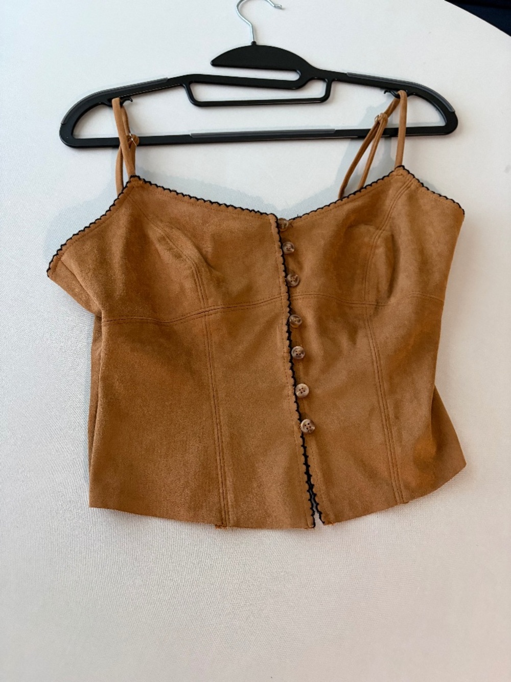 Tic Toc Faux Suede Spaghetti Strap Top